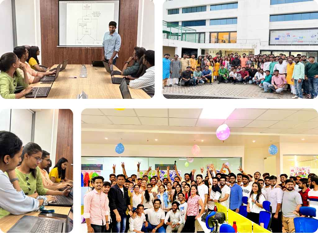 A team of expert Blockchain developers discussing the project development plan